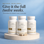 Give it the full twelve weeks. Three Clear Cognition bottles on a cream plinth, 3 bottles at $40 each with the Word Log included and free US shipping